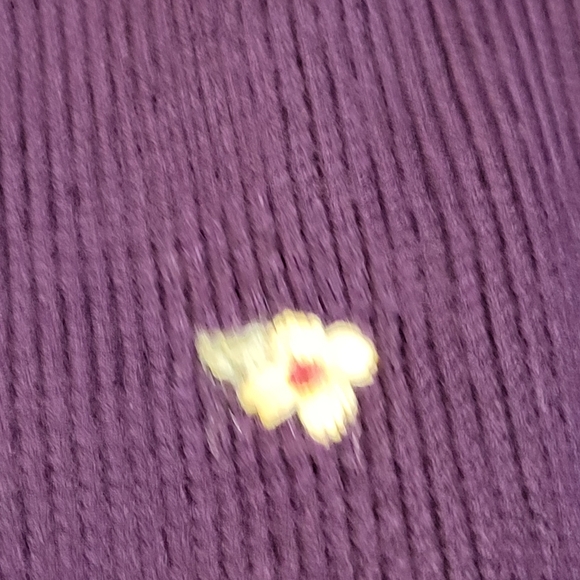 Herman Geist Button Down Cardigan Hand Embroidered Wool Sweater Plum Size M - Picture 14 of 16